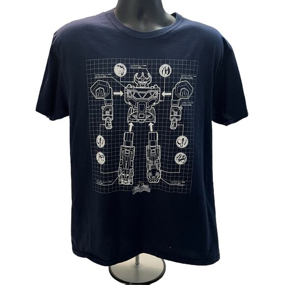 Power Rangers Megazord Blueprint T-Shirt – Navy Blue – Size Large - Picture 1 of 11